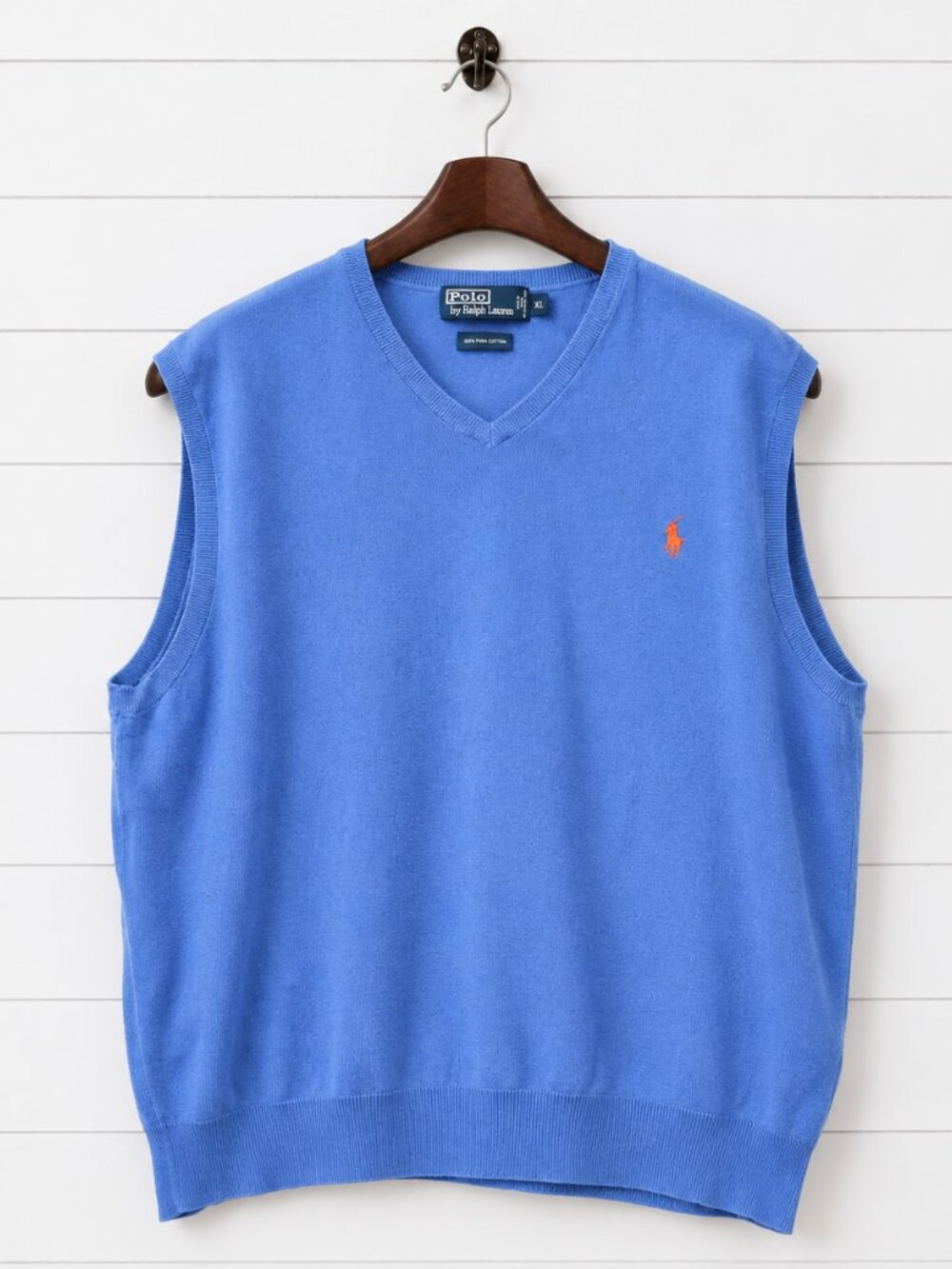 Polo Ralph Lauren Men’s XL Blue Pima Cotton V-Neck Sweater Vest